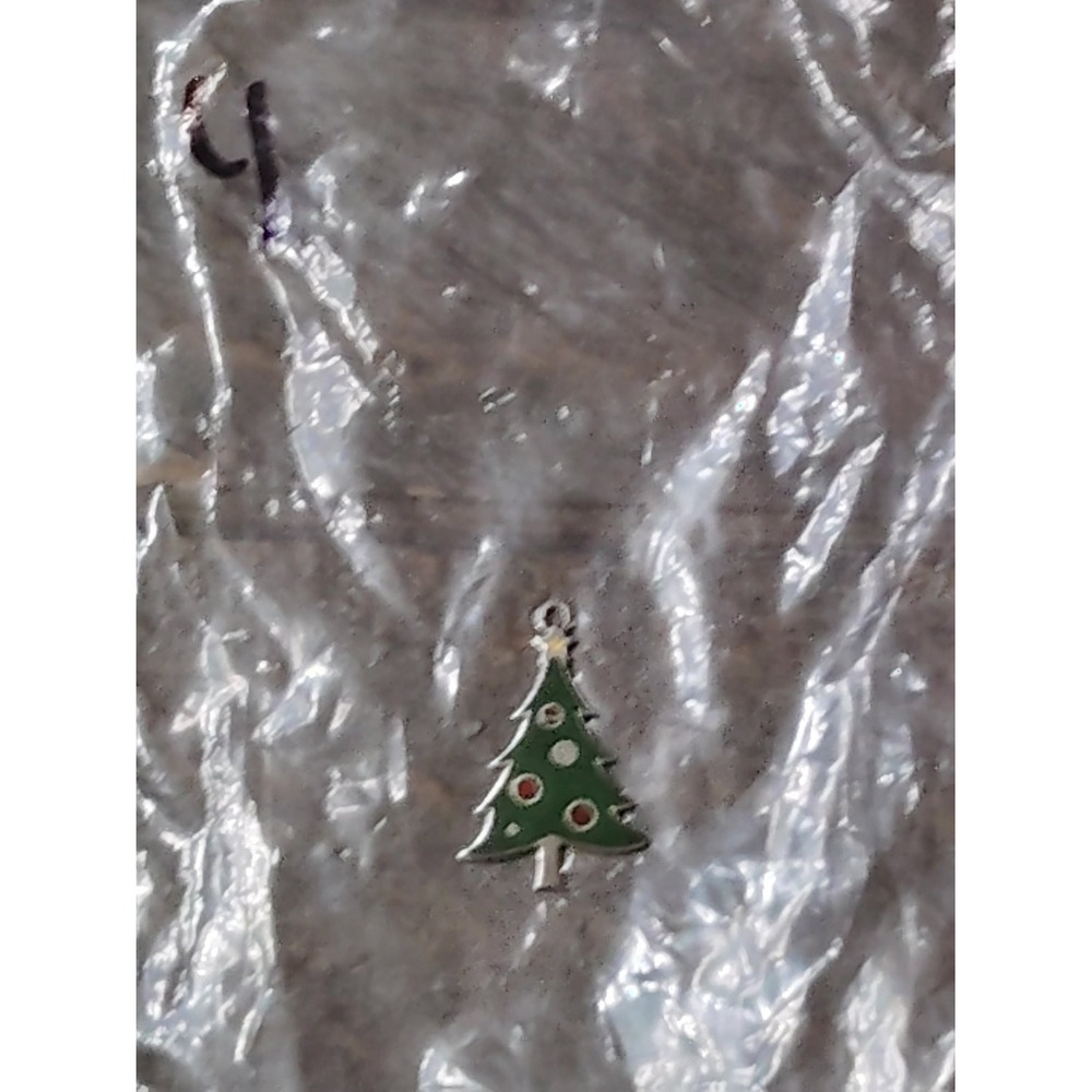 Vintage 925 Sterling Silver Green Enamel Christmas Tree Charm Pendant Holiday